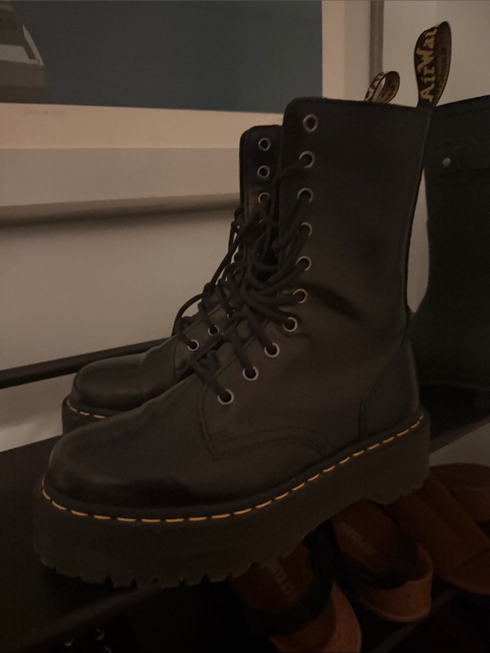 Dr. Martens Black Lace-Up Platform Combat Boots